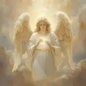 Ein Engel hält einen Diamanten in seiner Hand