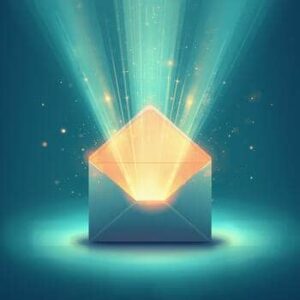 Empfang einer Botschaft aus der geistigen Welt per E-Mail Lichtstrahlen harmonische Farben Petrol Türkis und Orange